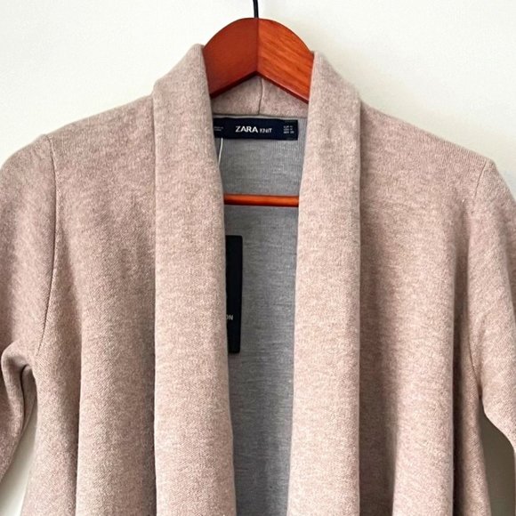 NEW Zara Knit Waterfall Shawl Collar Open Cardigan, Size M - Picture 3 of 15